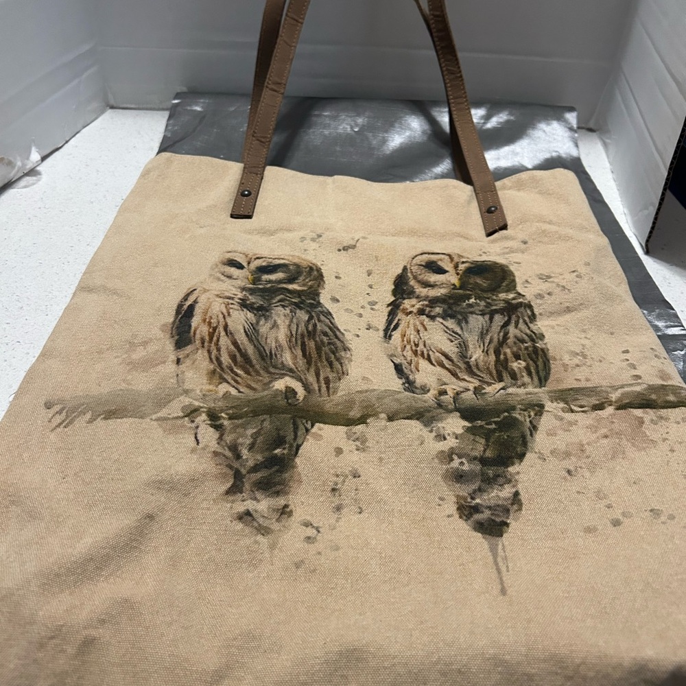 Owl Tote with Leather Straps, Aurora Miyoni Plush, and Talbot’s Scarf